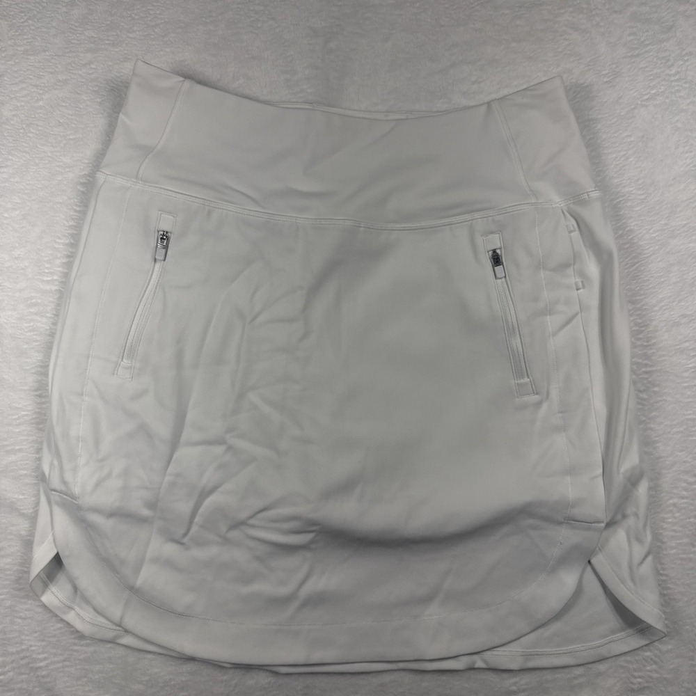 Athleta Fairway Golf Skort 18" White Zip Pockets Athletic Performance Women's M